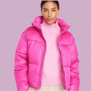 Old Navy Vibrant Pink Puffer Jacket